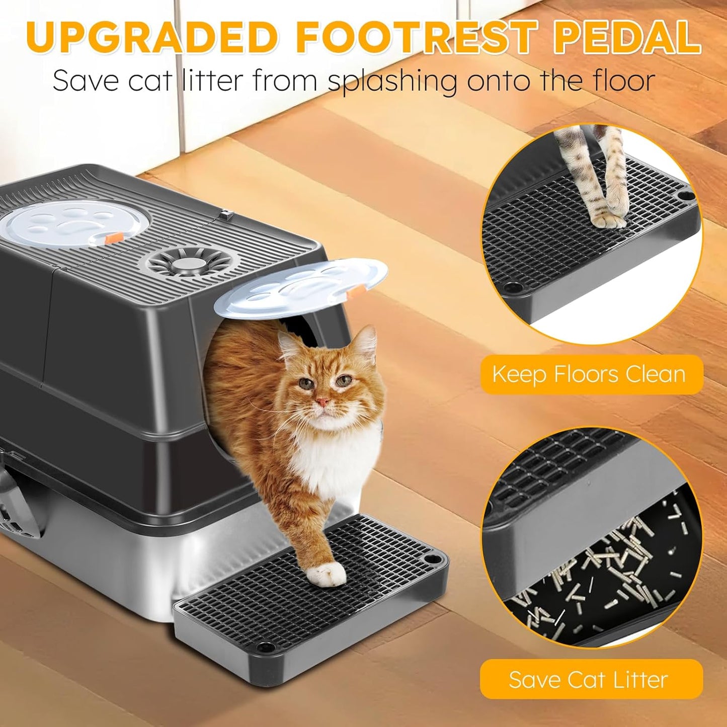 QZTHOU Large Enclosed Stainless Steel Cat Litter Box with Removable Metal NEW