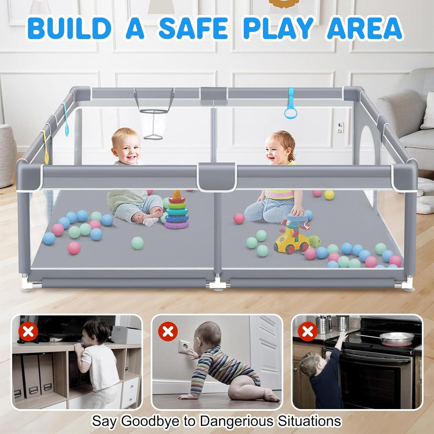GuanfeiTech Extra Furniture Large Baby Playpen 200 x 180cm Playyard Play NEW