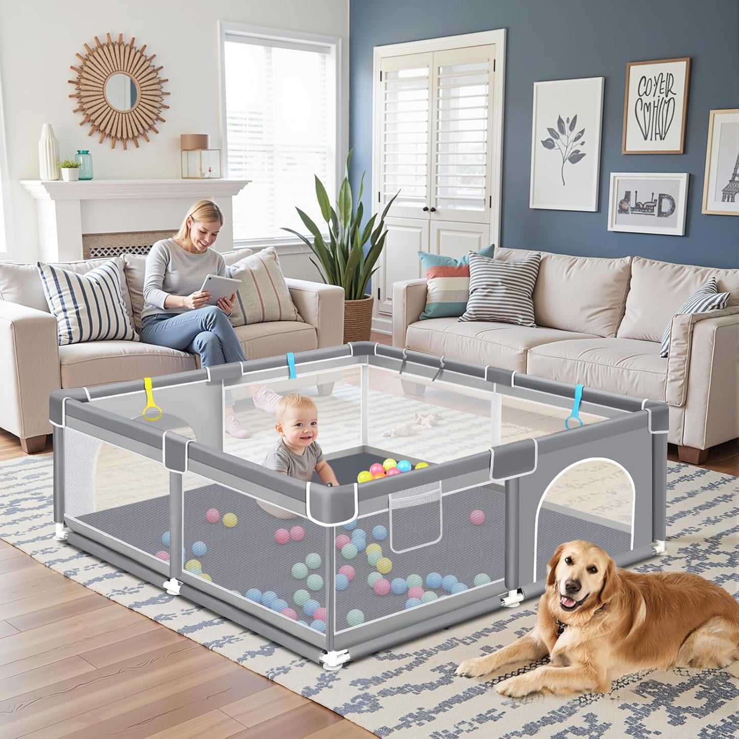 GuanfeiTech Extra Furniture Large Baby Playpen 200 x 180cm Playyard Play NEW
