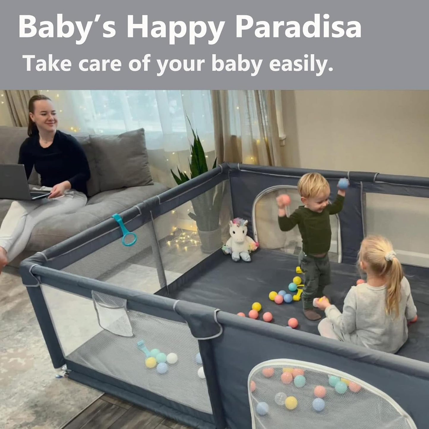 GuanfeiTech Extra Furniture Large Baby Playpen 200 x 180cm Playyard Play NEW