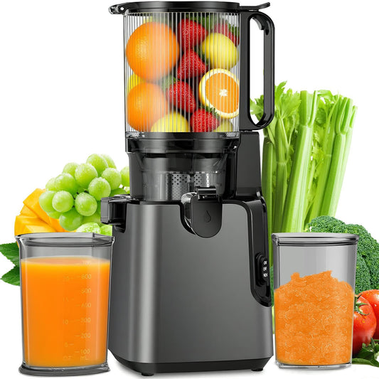 Homiloggo 400W Slow Juicer Extractor Machine 13CM Large Capacity Grey NEW