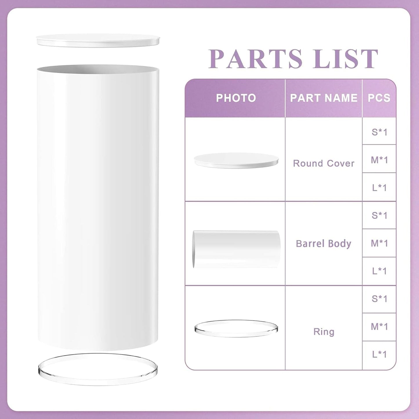 MANYUK 3Pcs White Cylinder Pedestal Stands Round Display Plinth for Cake DEMO
