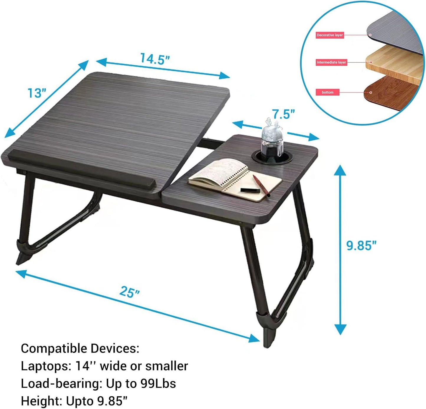 CloudTrip Laptop Desks Desk for Bed or Couch Portable Home Office NEW