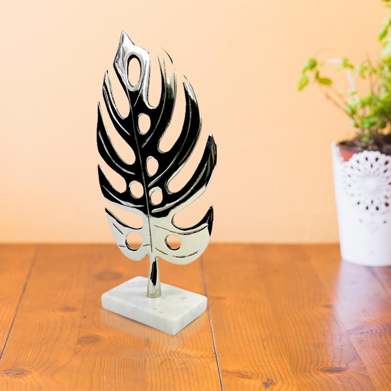 Handcrafted Contemporary Aluminium Banana Leaf Nickel Table Accent Nickel Plated - Aluminium / Cast Iron Lightweight Portable NEW