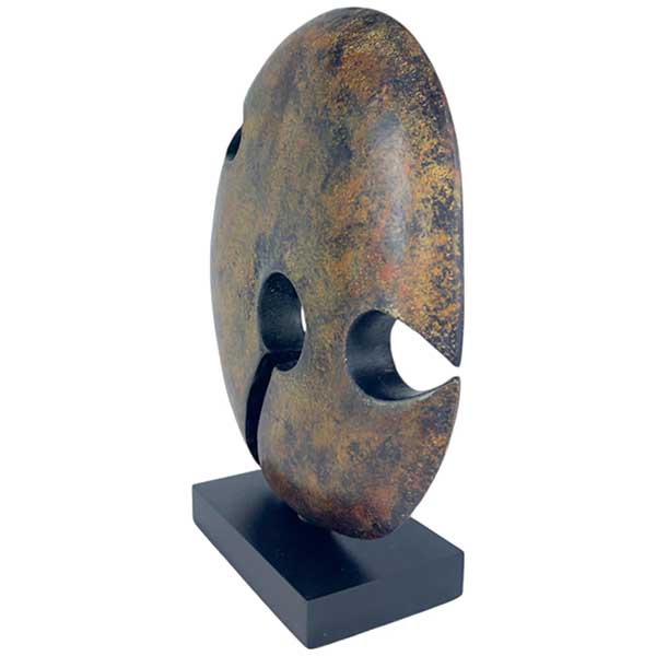 Handcrafted Elegance Rustic Abstract 3D Aluminum Iron Cast Art Sculpture Rustic Brown with Black Base - Aluminium / Cast Iron with Wooden Base Durable Design NEW