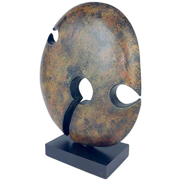 Handcrafted Elegance Rustic Abstract 3D Aluminum Iron Cast Art Sculpture Rustic Brown with Black Base - Aluminium / Cast Iron with Wooden Base Durable Design NEW