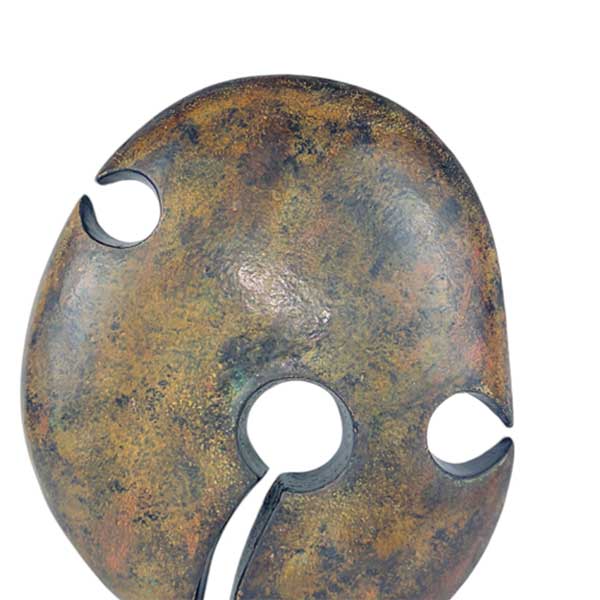 Handcrafted Elegance Rustic Abstract 3D Aluminum Iron Cast Art Sculpture Rustic Brown with Black Base - Aluminium / Cast Iron with Wooden Base Durable Design NEW