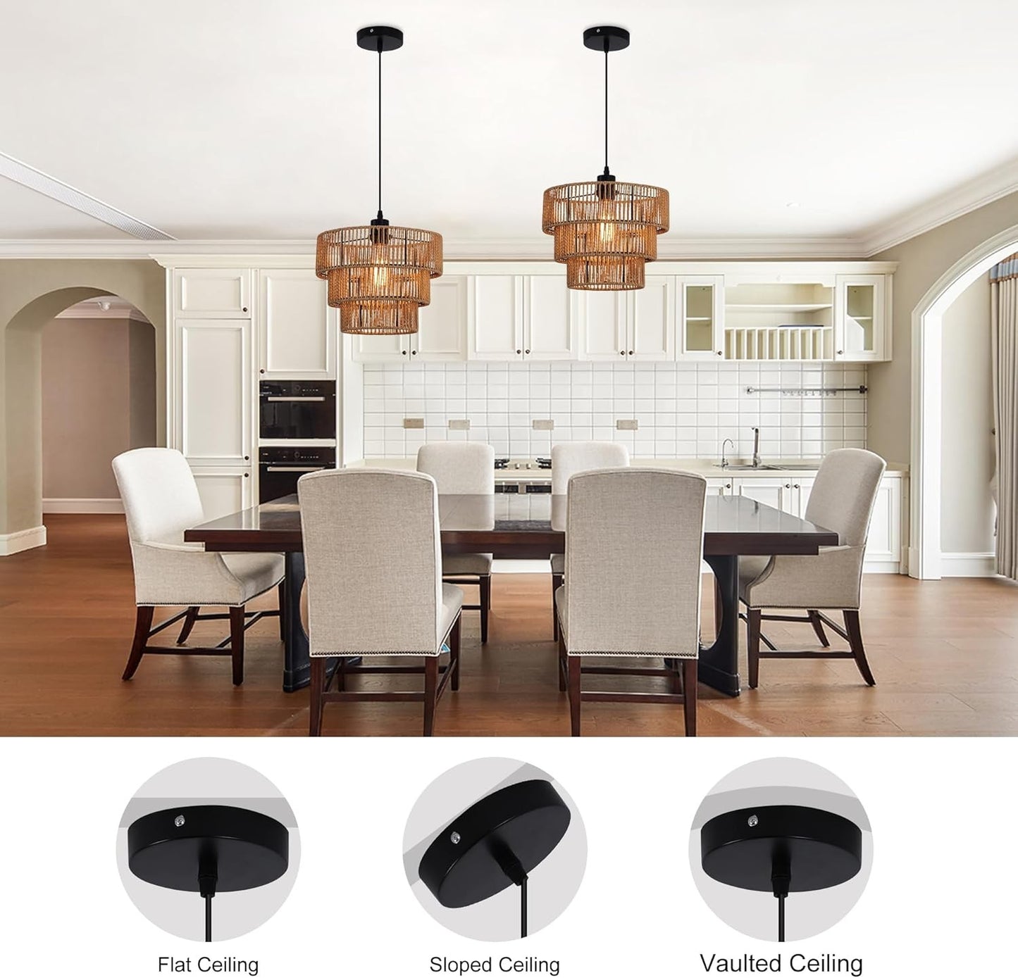 Oninio Boho Chandelier Light Fixture with Woven Rope Lampshade Online Australia