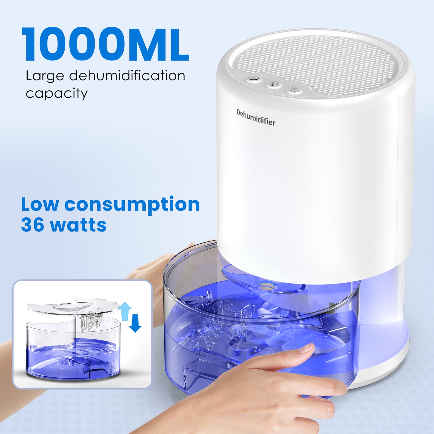 Household Black Dehumidifier 350ml Per Day H2105 Model 1000ml Water Tank Capacity NEW