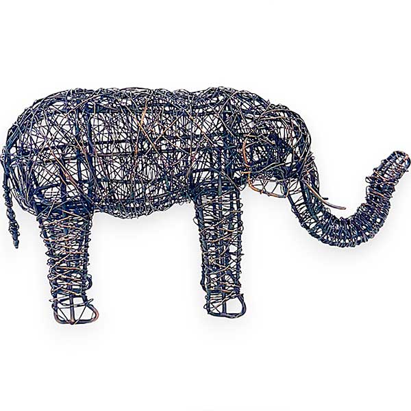 Handcrafted Isa Elephant Unique Wire Metal Decorative Accent Black Plated Wire - Metal Wire Lightweight Portable Fast Shipping NEW