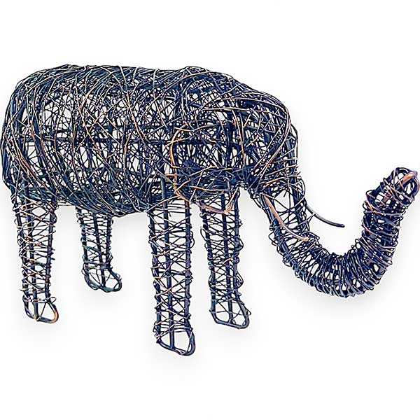 Handcrafted Isa Elephant Unique Wire Metal Decorative Accent Black Plated Wire - Metal Wire Lightweight Portable Fast Shipping NEW