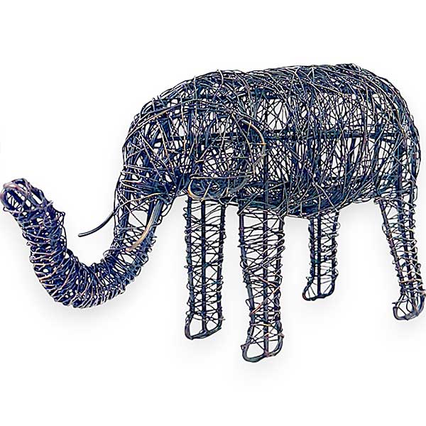 Handcrafted Isa Elephant Unique Wire Metal Decorative Accent Black Plated Wire - Metal Wire Lightweight Portable Fast Shipping NEW