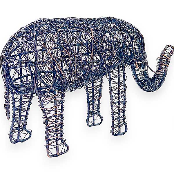Handcrafted Isa Elephant Unique Wire Metal Decorative Accent Black Plated Wire - Metal Wire Lightweight Portable Fast Shipping NEW