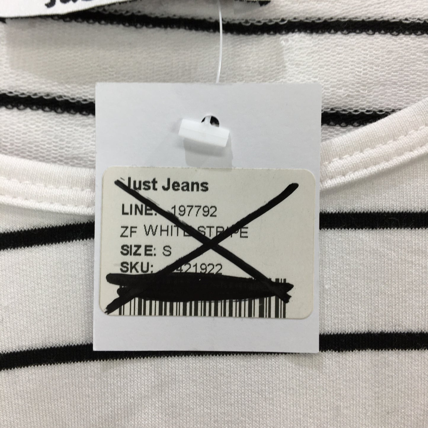 Just Jeans Luxe Longsleeve White Stripe Modal Crew Top Ladies Size Small NEW