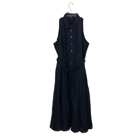 Portmans Chris Voile Russian Navy Blue Midi Dress Ladies Size AU 16 NEW