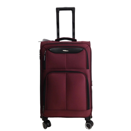 Showkoo 60cm Red Wine Cloth Spinner Wheeled Suitcase NEW