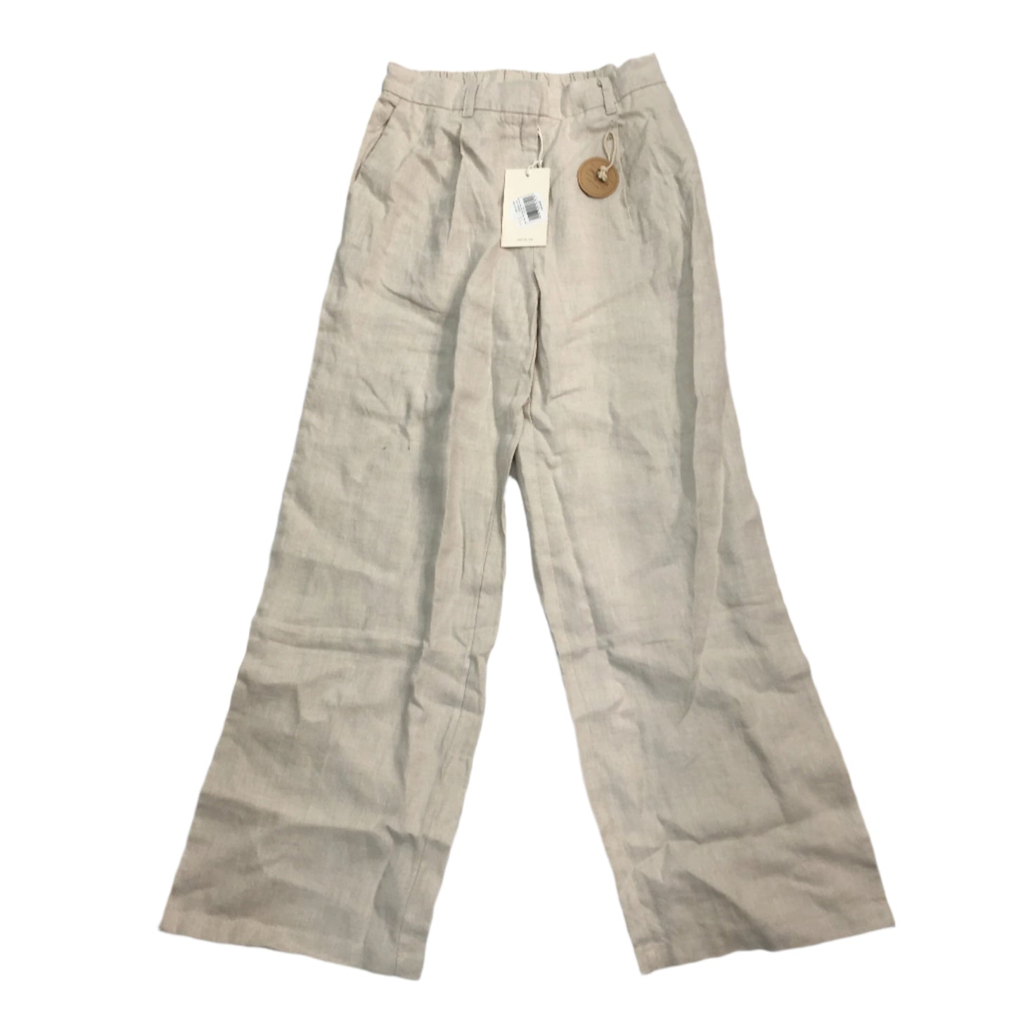 Subtitled Jemimah Oat Marle Linen Blend Relaxed Fit Trousers Ladies Size S Beige - Linen/Viscose Lightweight Design NEW