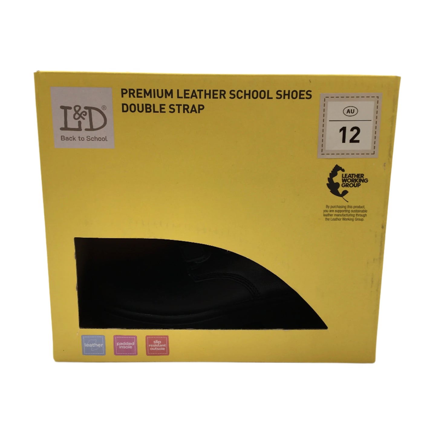 Lily & Dan Premium Leather Double Strap Black School Shoes Kids Size AU 12 NEW