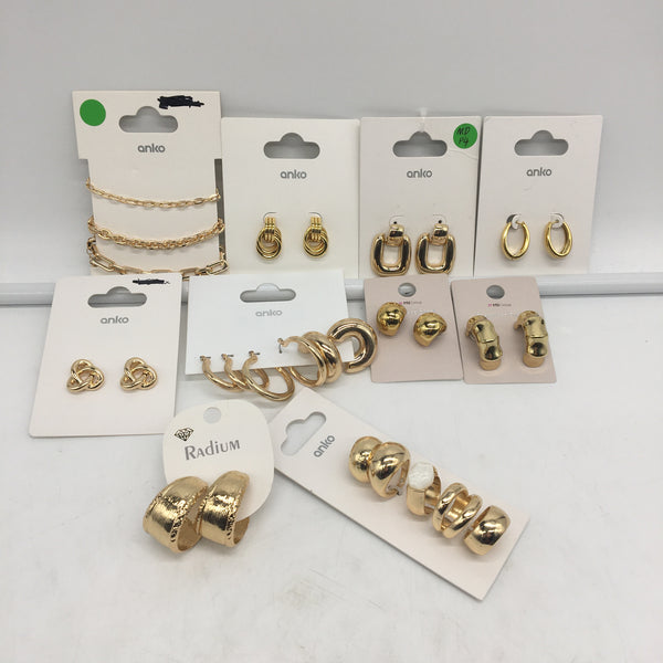 BULK LOT 18 Piece Chunky Gold Plated Assorted Costume Fashion Jewellery NEW