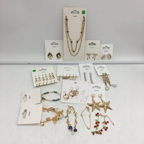 BULK LOT 28 Piece Stone Set Gold Plated Assorted Costume Fashion Jewellery NEW