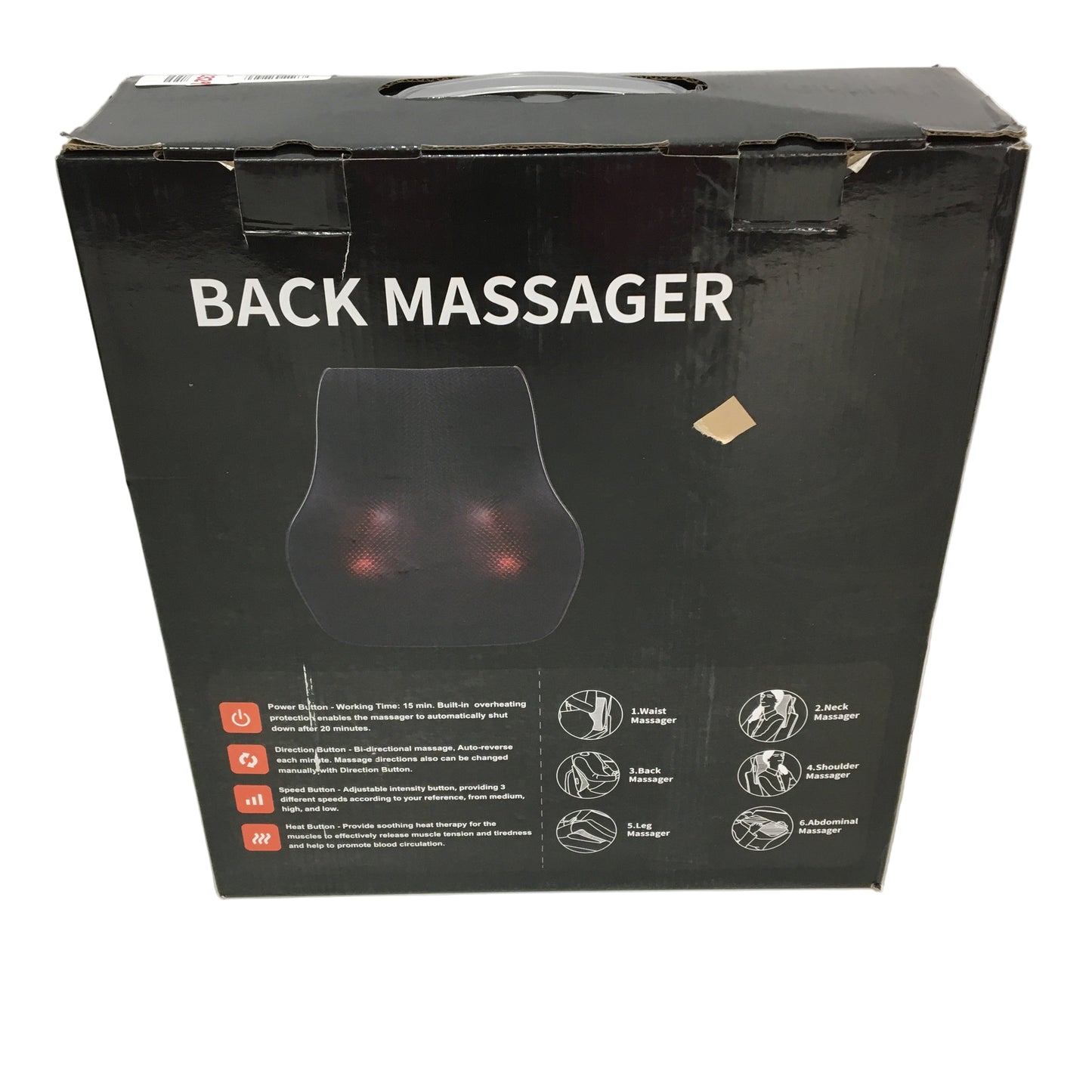 6 in 1 24W 3 Speed Multi Area Kneading Back Massager Pillow with Heat NEW