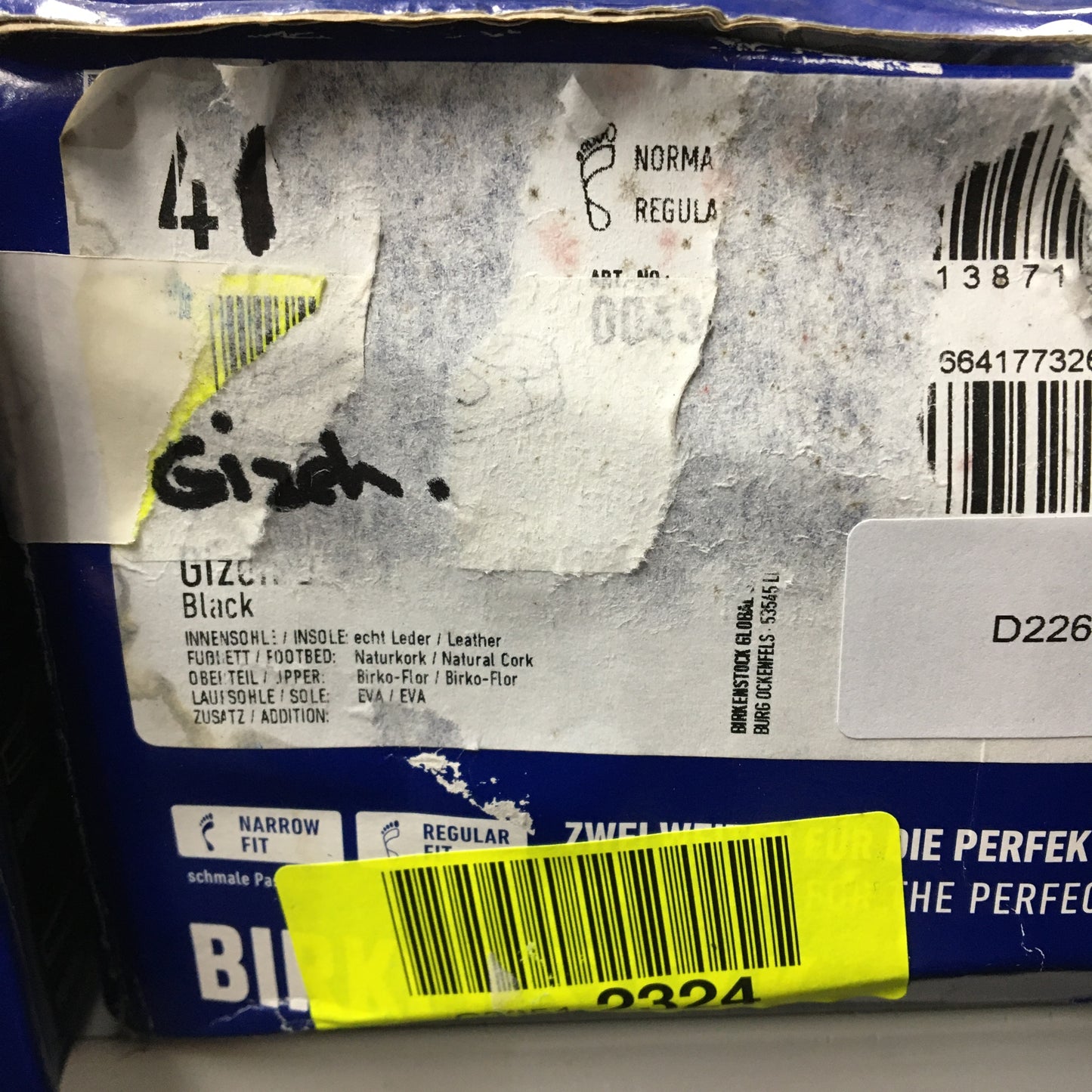 Birkenstock Gizeh BS Black Regular Fit Thong Sandal Unisex EU 41 L10 M8 NEW