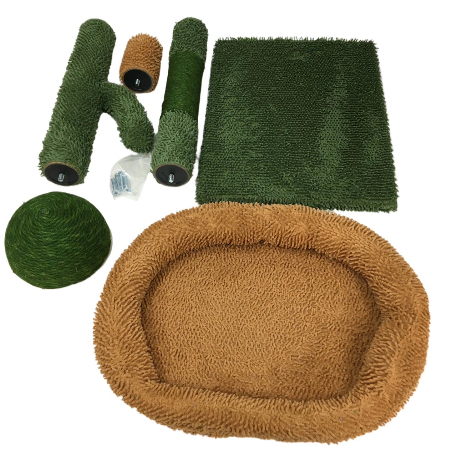 SUNTHX Fuzzy Green Cactus Scratching Post and Bed for Small to Medium Cats NEW