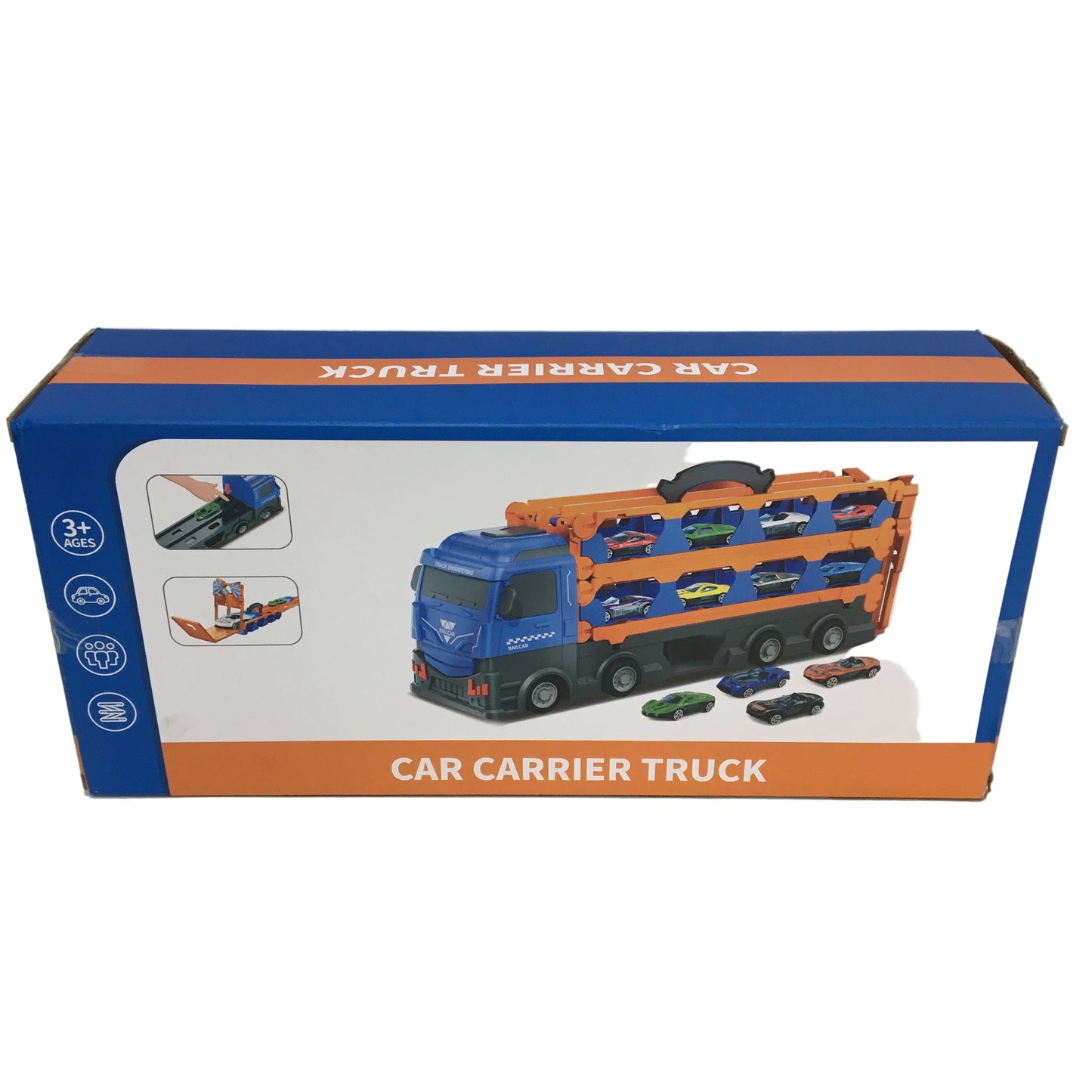 12 Piece 7cm Race Cars and Carrier Truck with Foldable Track for Ages 3 Plus NEW