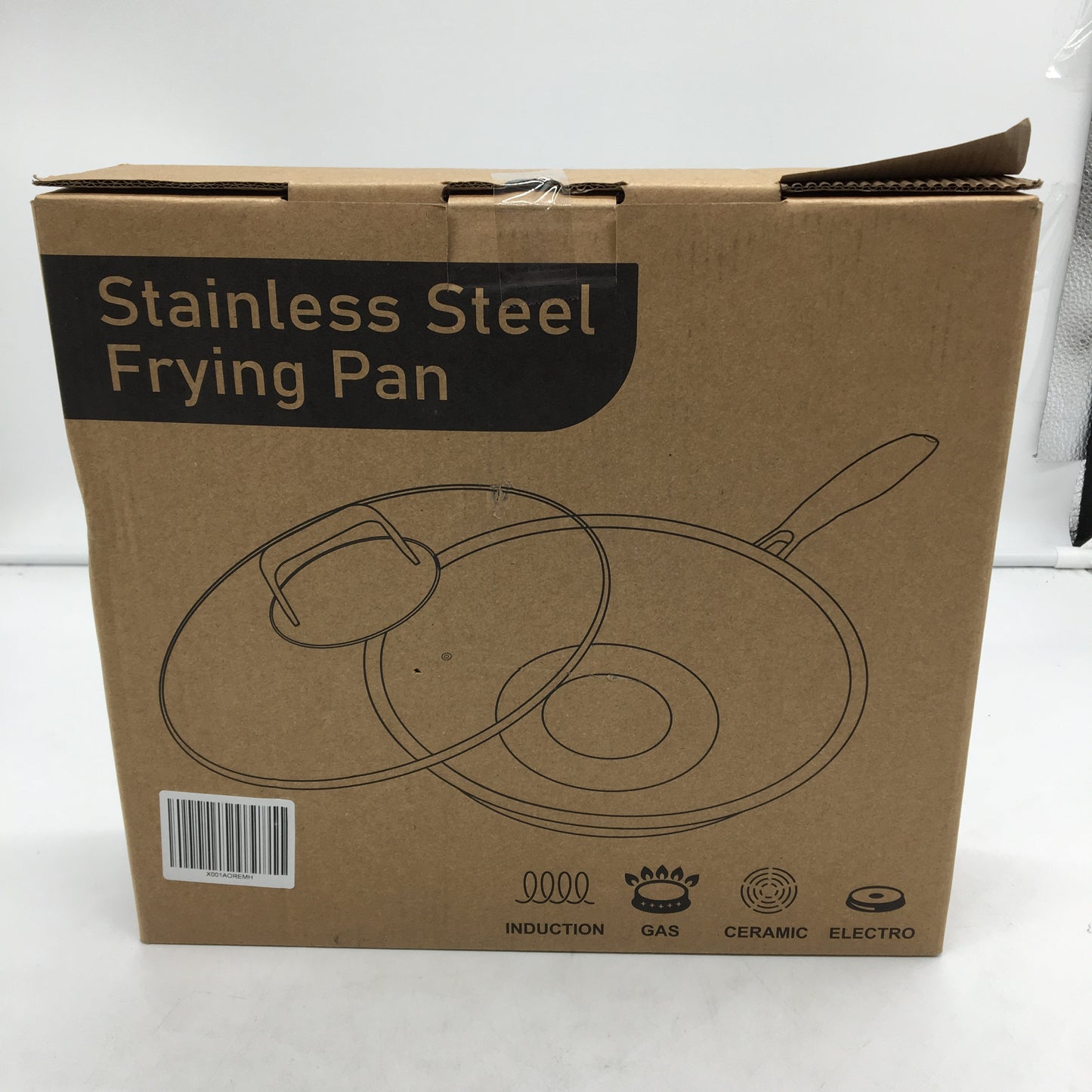 Embossed Stainless Steel Frying Pan With Lid Lotus Leaf Pattern NEW