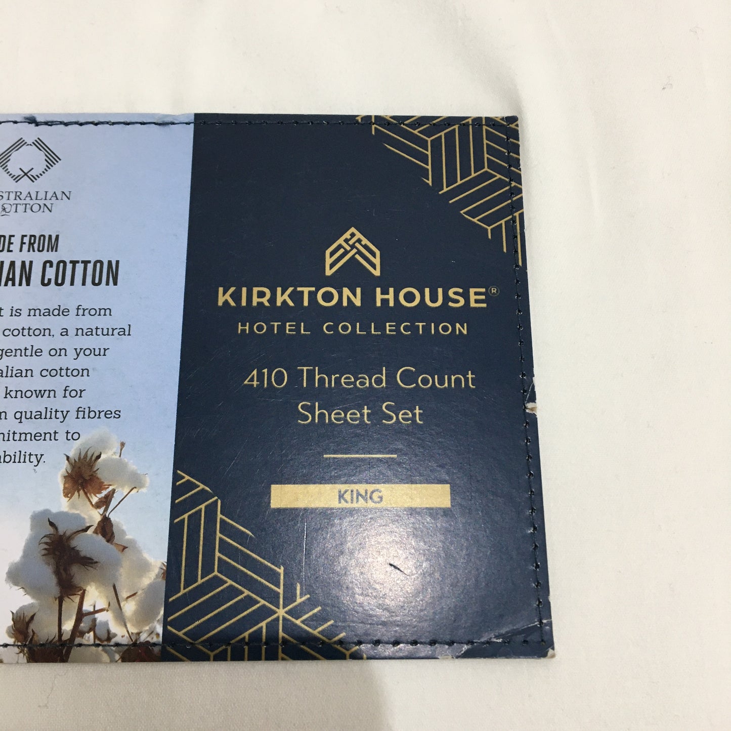 Kirkton House Bright White Taupe Rim 100% Cotton 410TC Sheet Set KING Bed NEW