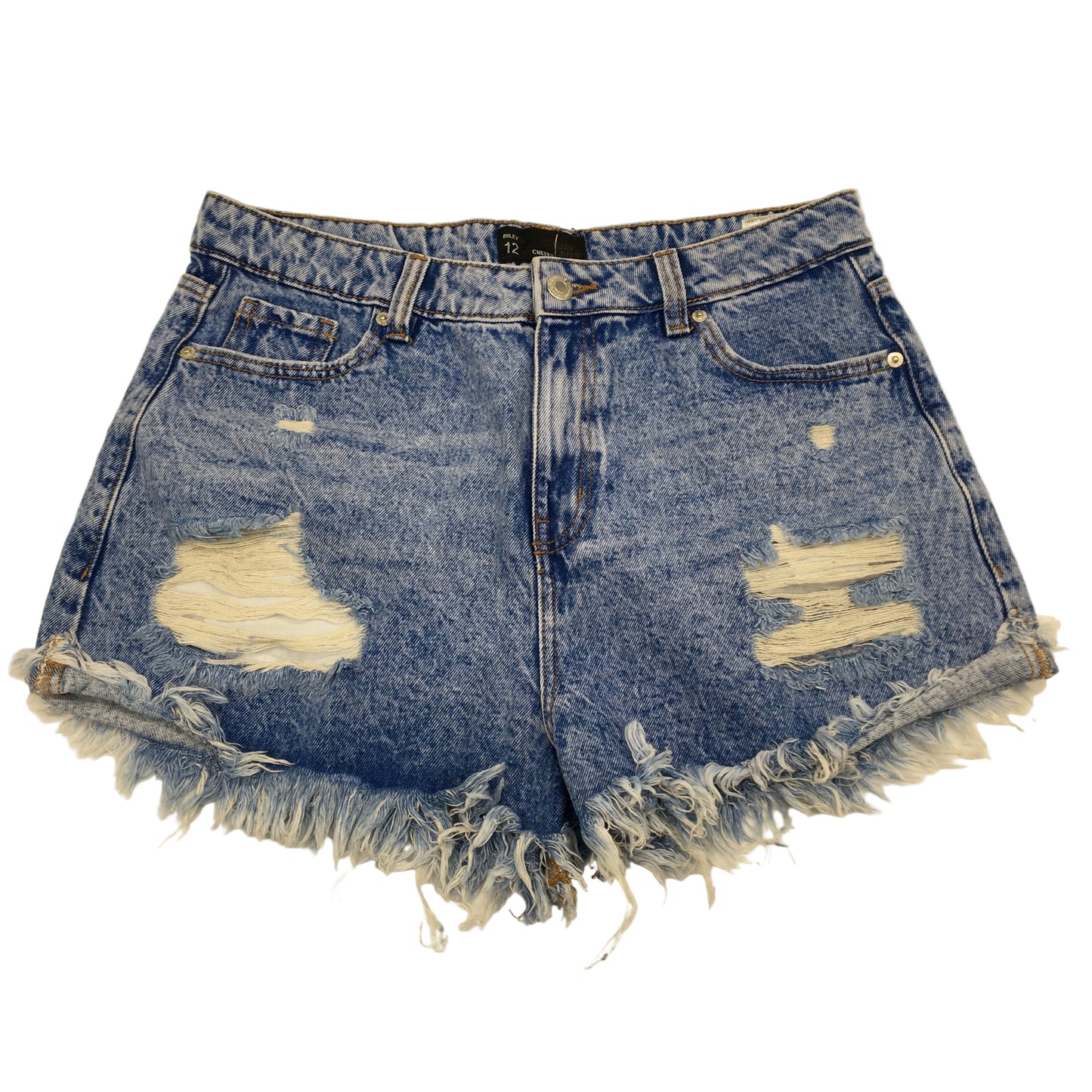 Jay Jays Riley High Rise Cheeky Ripped Bright Blue Shorts Ladies Size AU 12 NEW