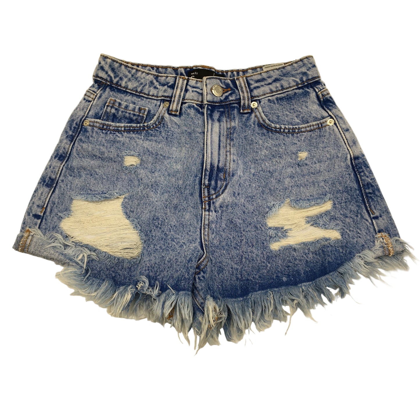 Jay Jays Riley High Rise Cheeky Ripped Mid Indigo Shorts Ladies Size AU 6 NEW