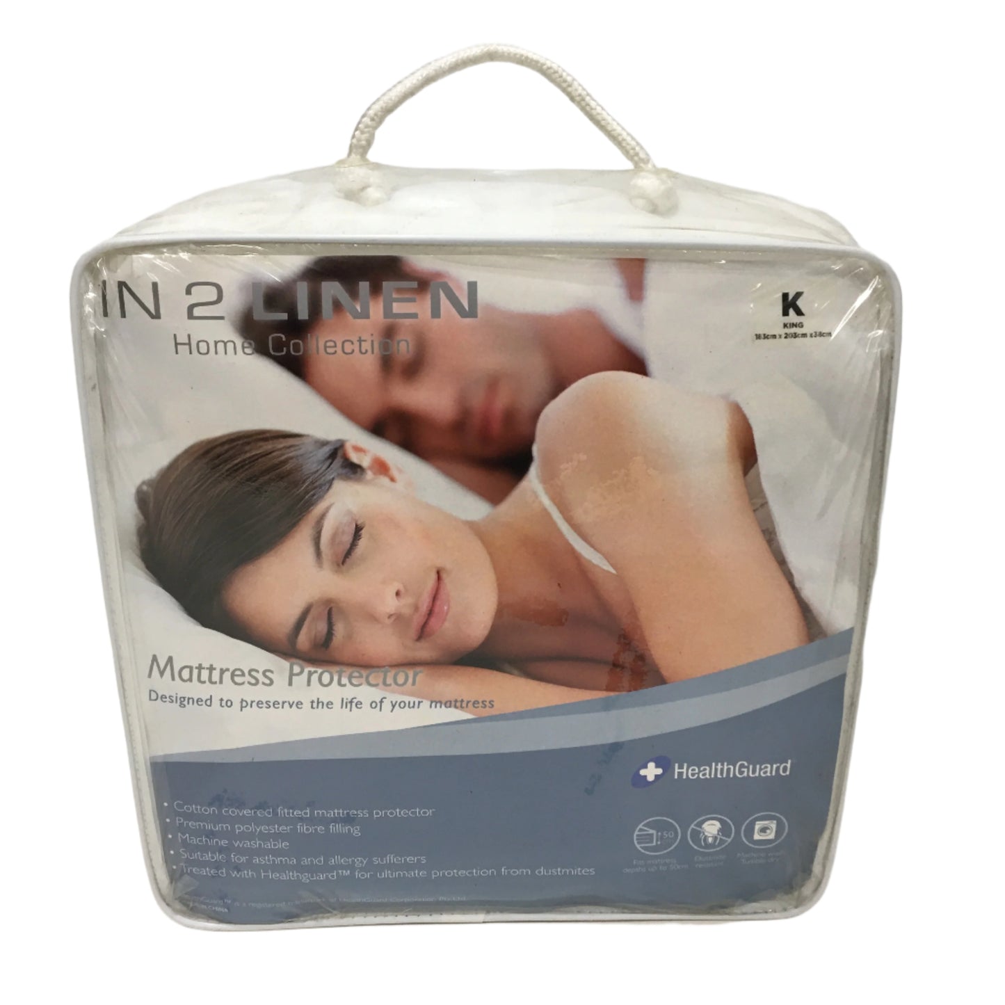 In 2 Linen Home Collection Health Guard Washable Mattress Protector KING Bed NEW