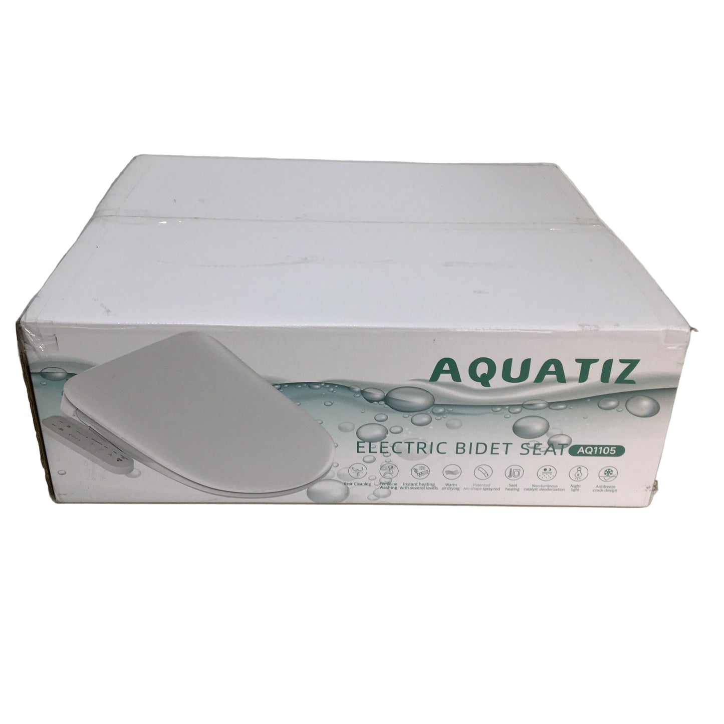 Aquatiz AQ1105 D-Shaped Side Panel Controlled White Smart Bidet Toilet Seat NEW