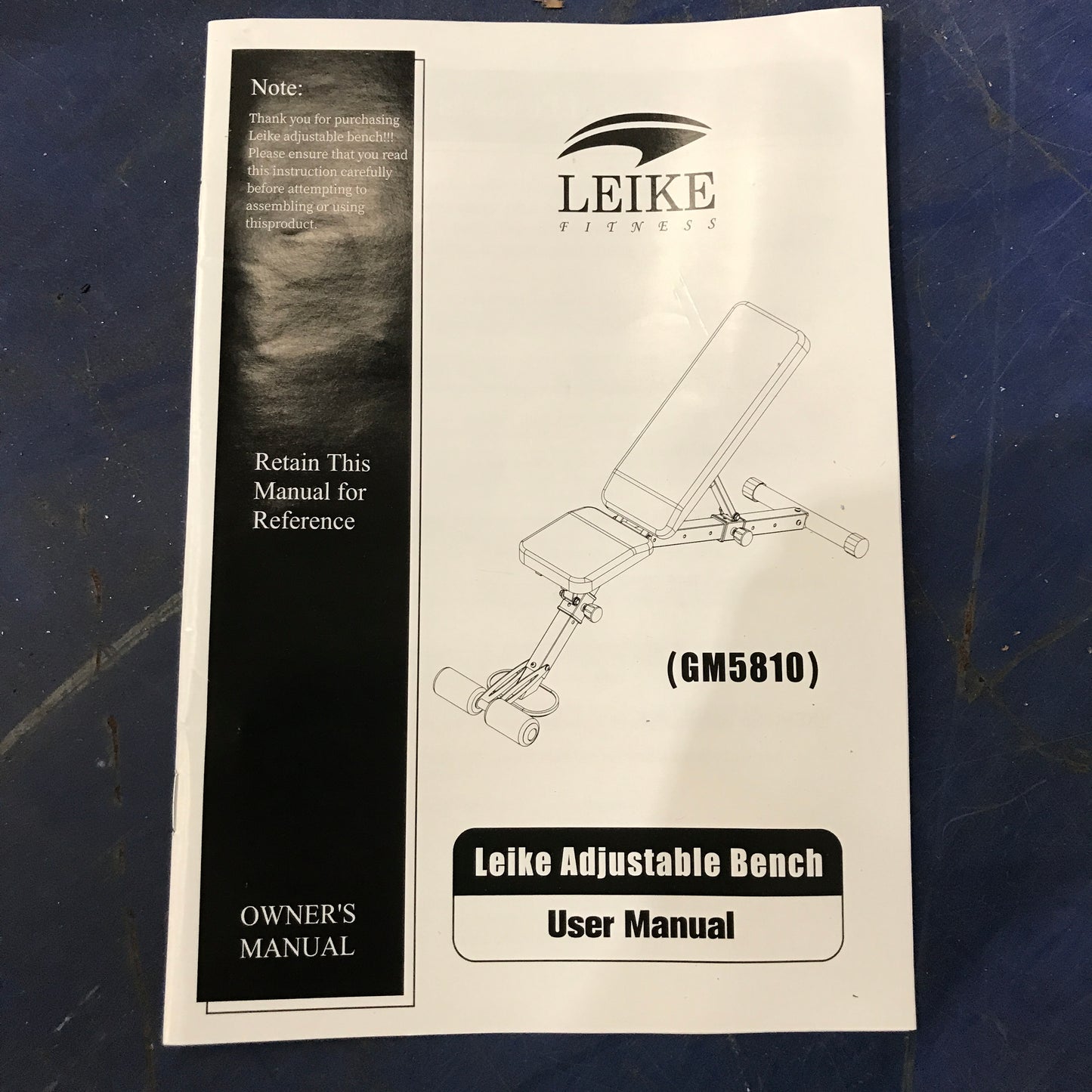 Leike Fitness Adjustable Weight Bench  Foldable Incline Decline & Flat GM5810