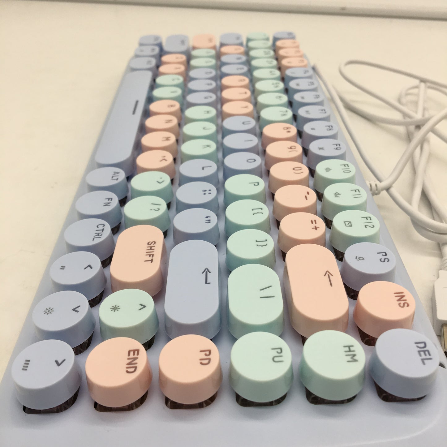 Mofii Candy M Wired White Light Mechanical Keyboard in Pastel Blue NEW