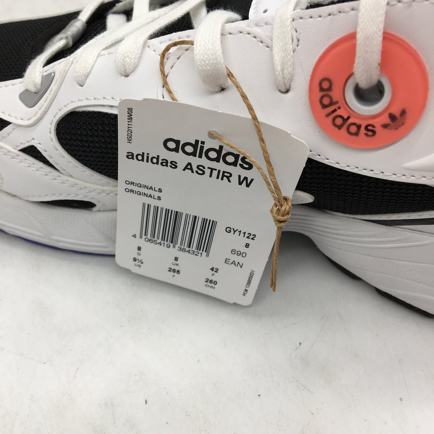 Adidas Astir White Black Fabric Sneakers GY1122 Ladies Size US 9.5 EUR 42 NEW