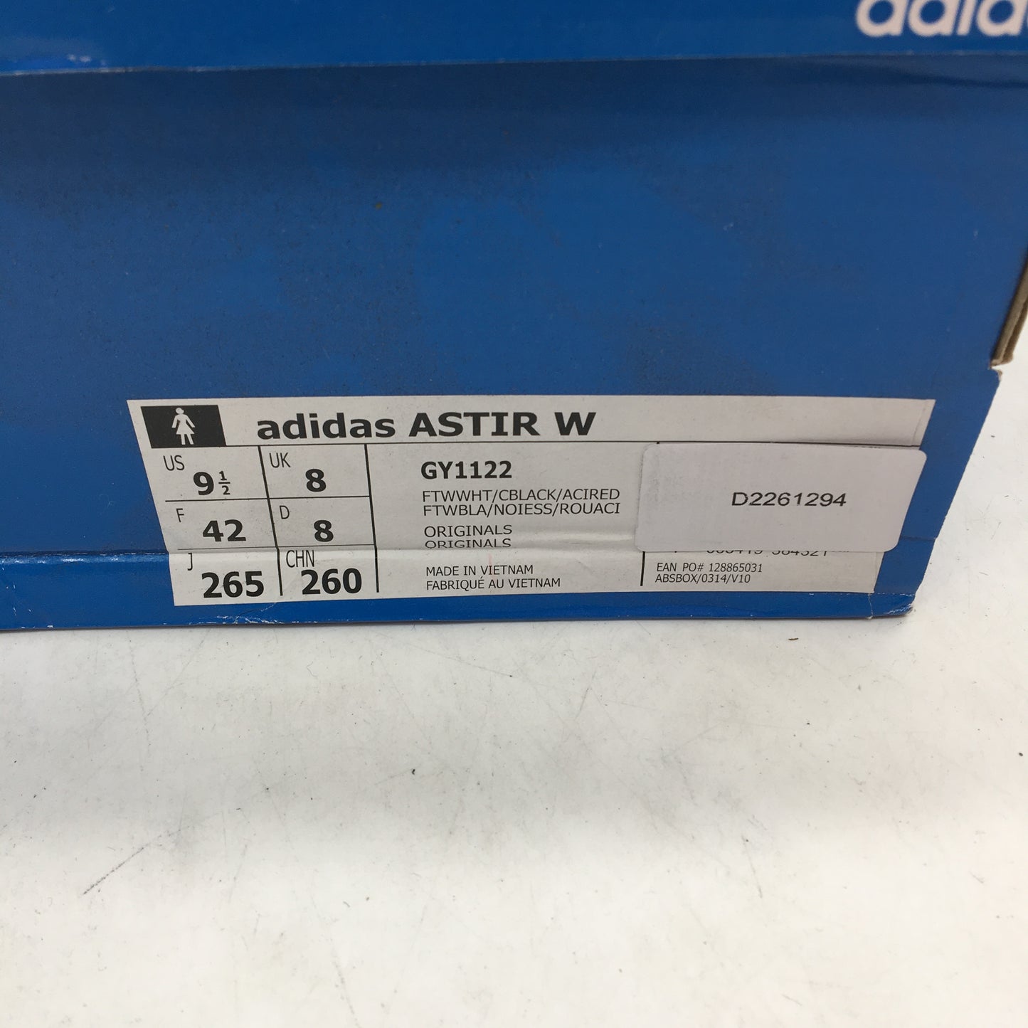 Adidas Astir White Black Fabric Sneakers GY1122 Ladies Size US 9.5 EUR 42 NEW