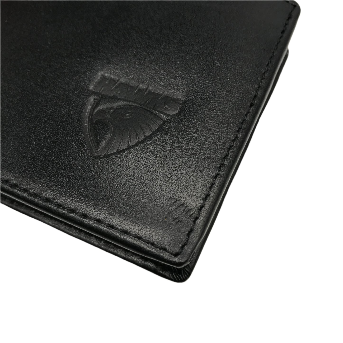 AFL Hawthorn Hawks Embossed Logo 'JT' Mens Black Cow Leather Wallet