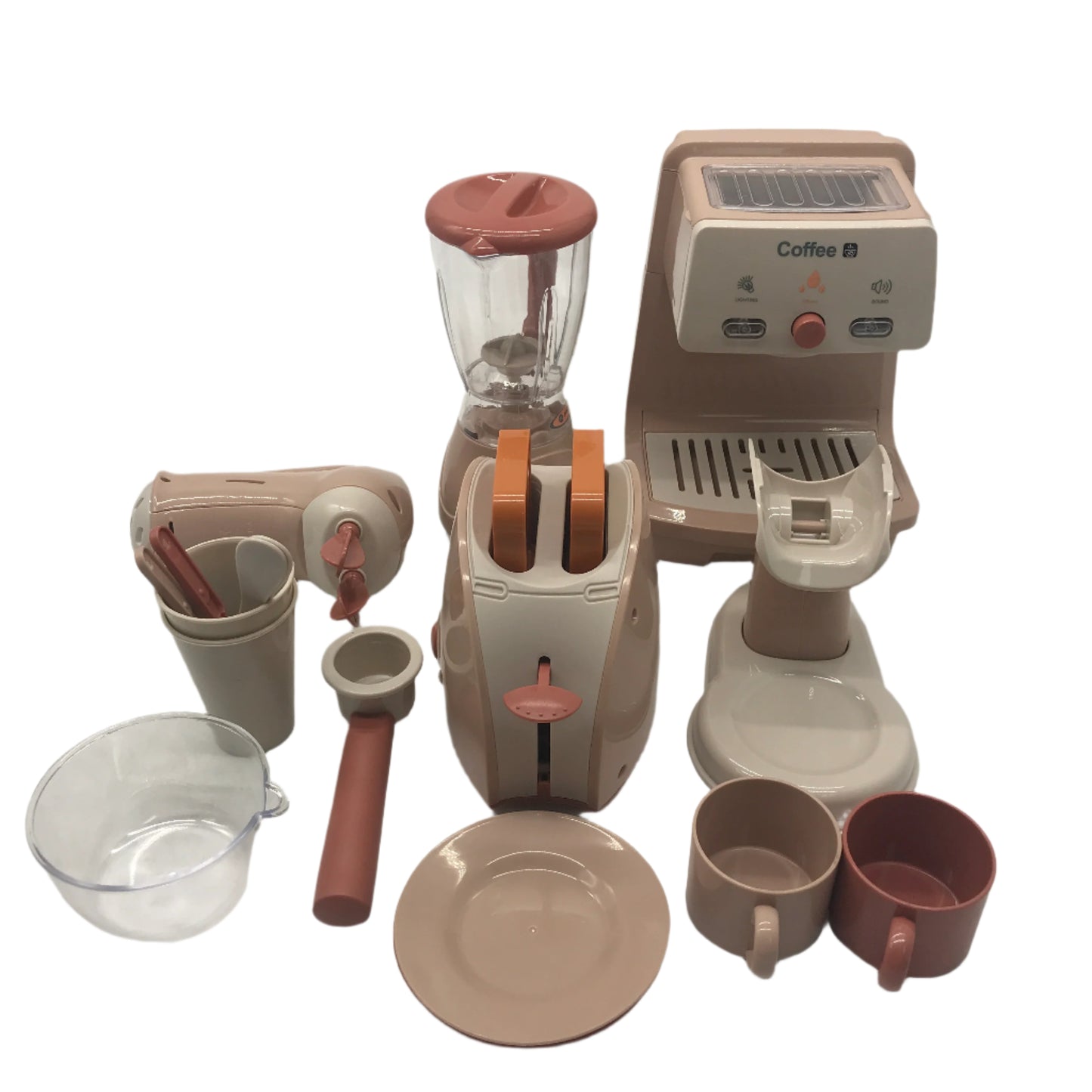 Kitchen Role Play Toy Set Coffee Maker Blender Toaster Realistic Light Sounds