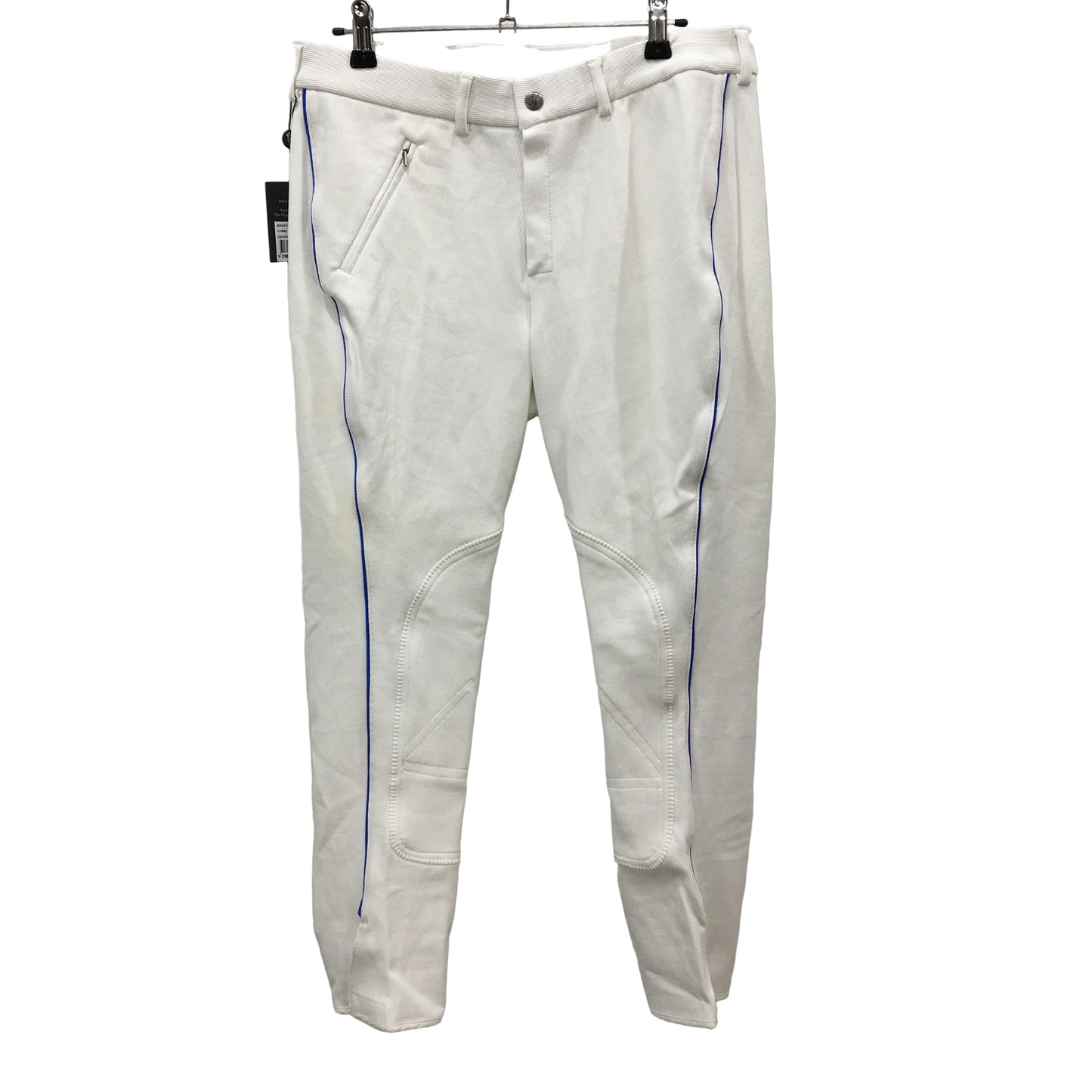 Peter Wiliams White Blue Pipe Horse Riding Breeches Jodhpurs Mens Sze M5R 34 NEW
