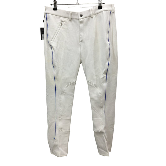 Peter Wiliams White Blue Pipe Horse Riding Breeches Jodhpurs Mens Sze M5R 34 NEW