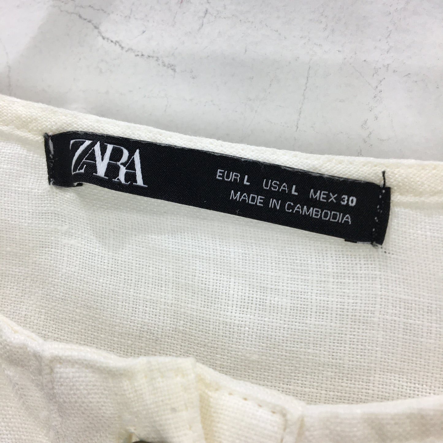 Zara Linen Flowy Mid Sleeve Linen White Blouse Top Ladies Size Large