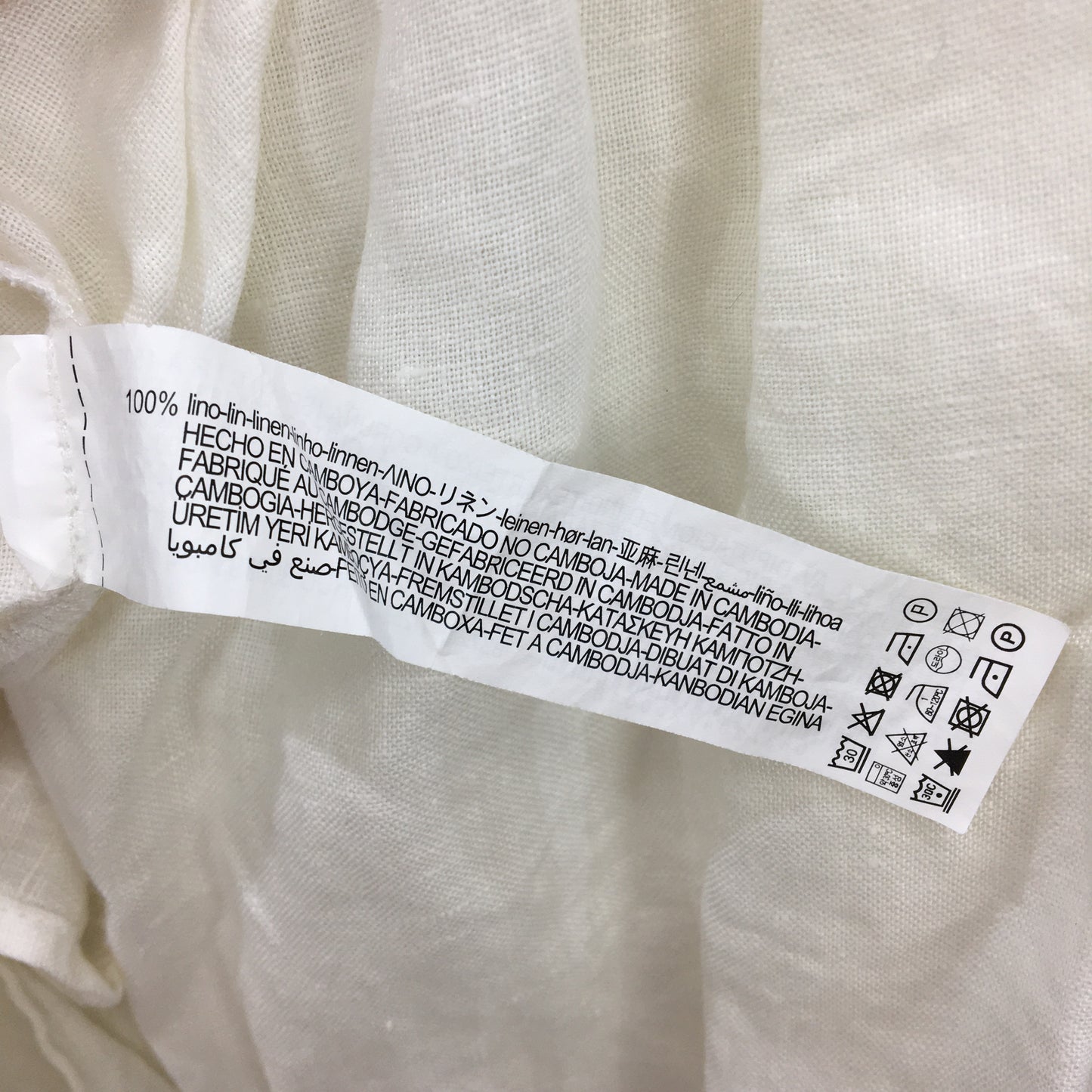 Zara Linen Flowy Mid Sleeve Linen White Blouse Top Ladies Size Large