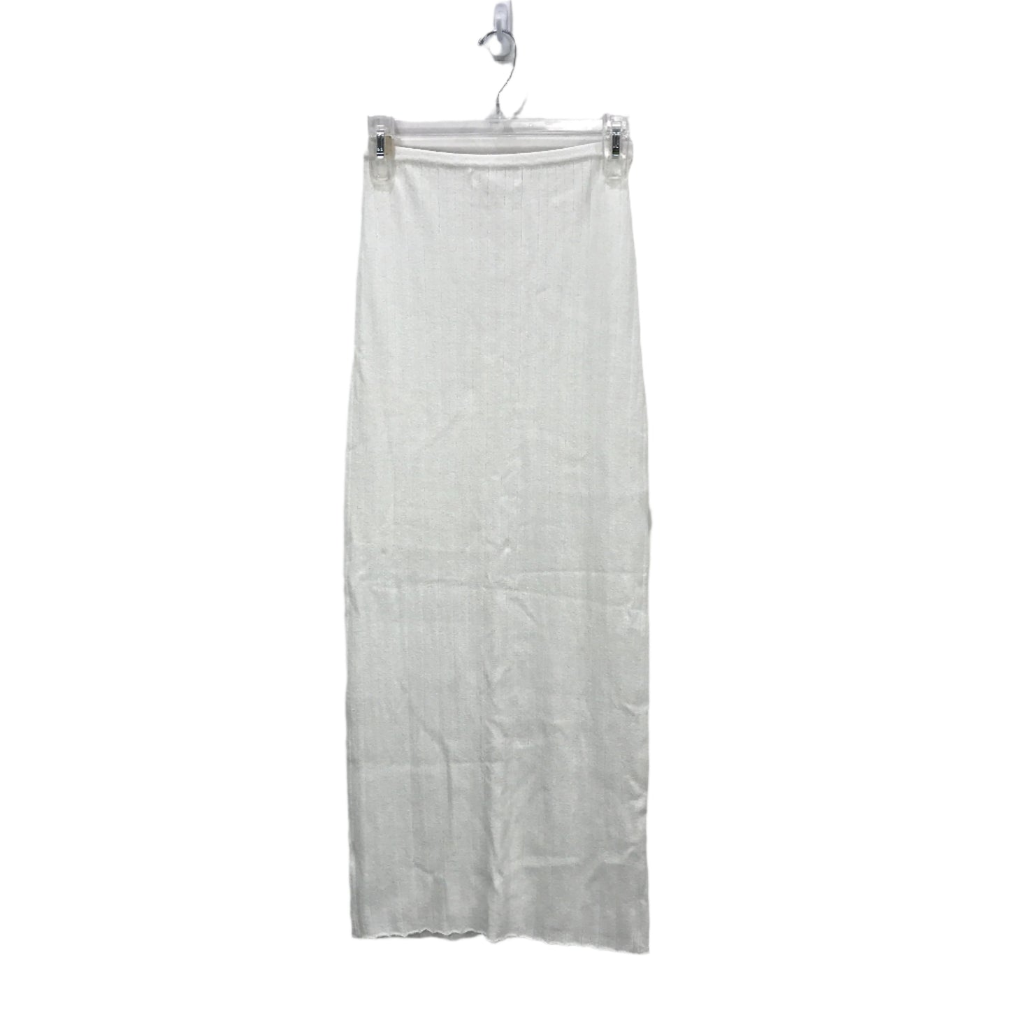 Subtitled Tayla Texture Rib Knit Low Rise White Midi Skirt Ladies Size XS NEW