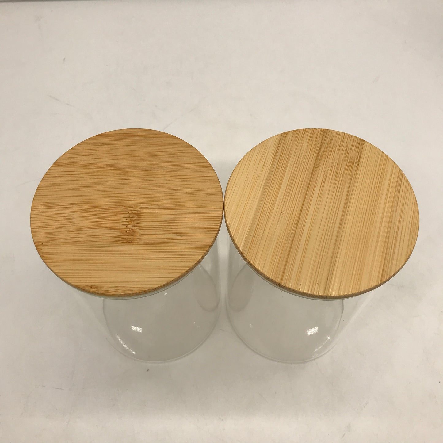 Set of 2 Glass Food Storage Jars with Airtight Bamboo Lids 10x15cm NEW