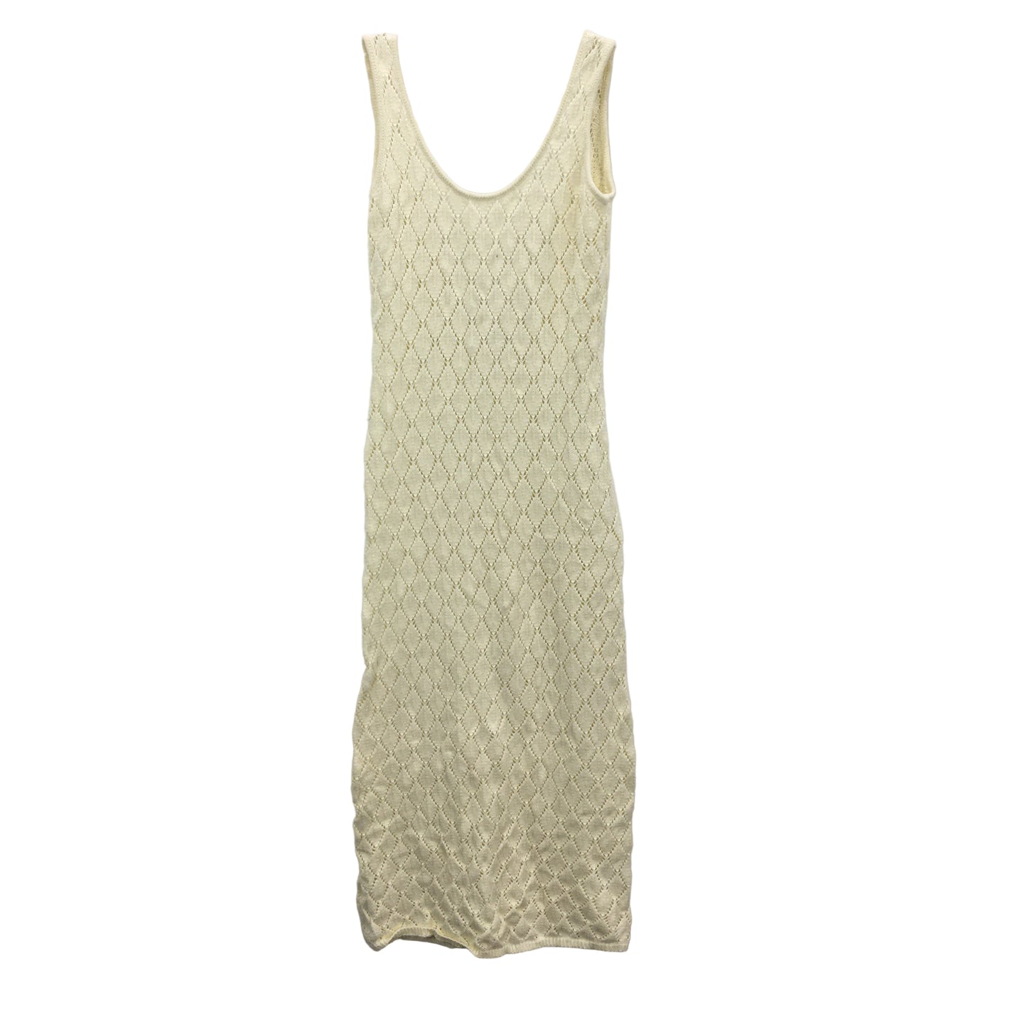 Subtitled Crochet Knit Backless Cream Sleeveless Midi Dress Ladies Sz Medium NEW