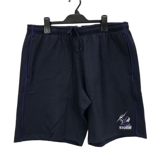 Supporter NRL Storm Mens Fleece Navy Logo Shorts Size 4XL NEW