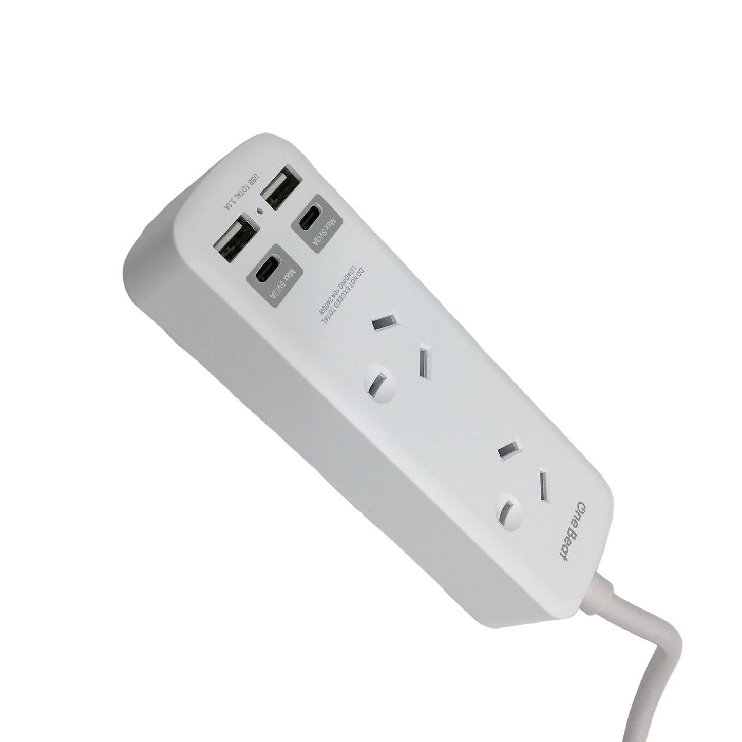 One Beat 2 Outlet Power Strip Powerboard With 2x USB & 2x USB-C 10A 2400W NEW