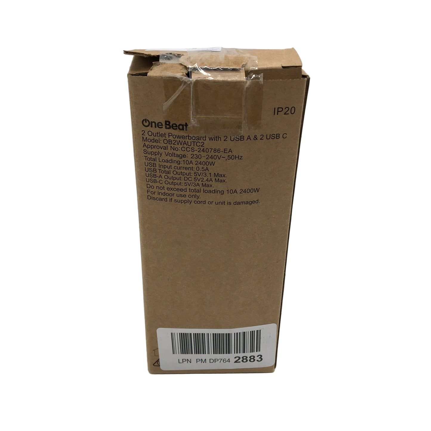 One Beat 2 Outlet Power Strip Powerboard With 2x USB & 2x USB-C 10A 2400W NEW